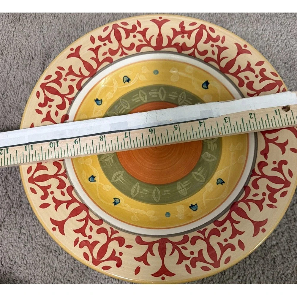 Home American Simplicity Dinner Plates Set of 6 Stoneware Red Orange 11in